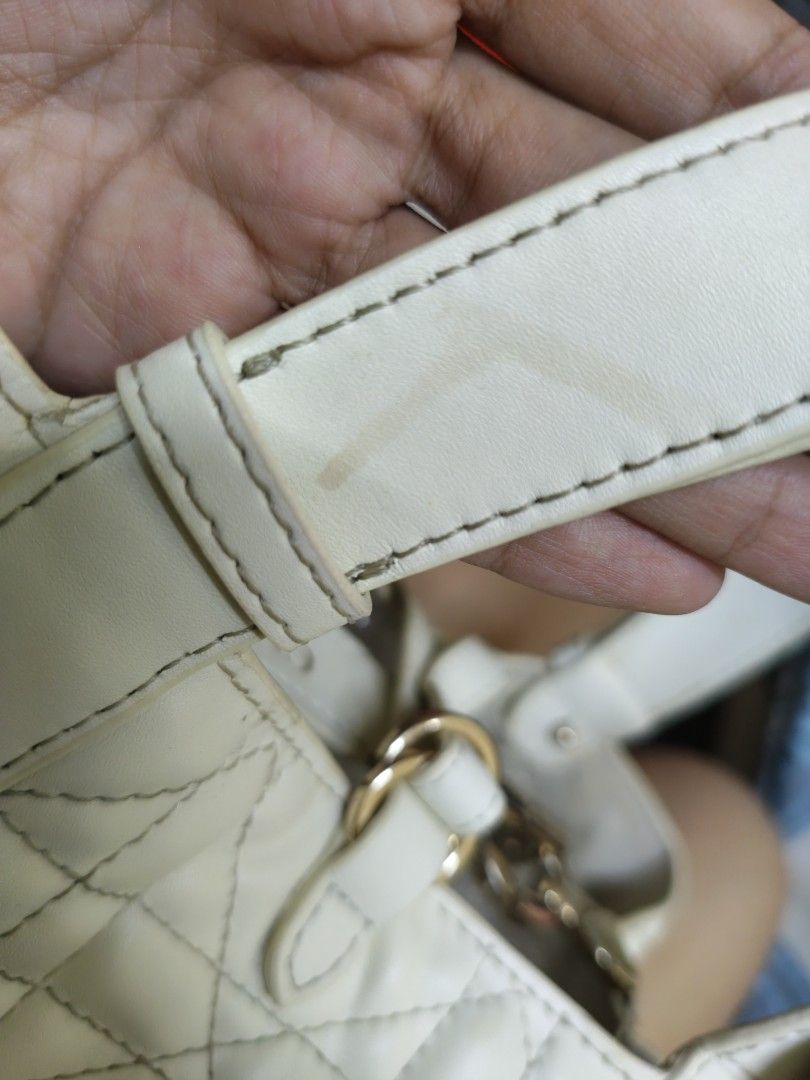 CD (Category: Shoulder Bags) located in Kuala Lumpur. Submitted by theatmacreations (Listing ID 1457308973, Image 3). Description: PLEASE READ CAREFULLY OUR T&C!!! SELECTED THRIFT DIOR TOUJOURS COLOUR : CREAM CALFSKIN WITH MACROCANNAGE QUILTING AND PALE GOLD-FINISH METAL D.I.O.R. CHARMS. MATERIAL : CALFSKIN CONDITION : 7/10 (WITHOUT SMALL PURSE & HAVE A LITTLE DIRT, NEED TO POLISH) DIAMETER : 25CM CAN BE AS SHOULER TOO DM FOR MORE PICTURE PAYMENT