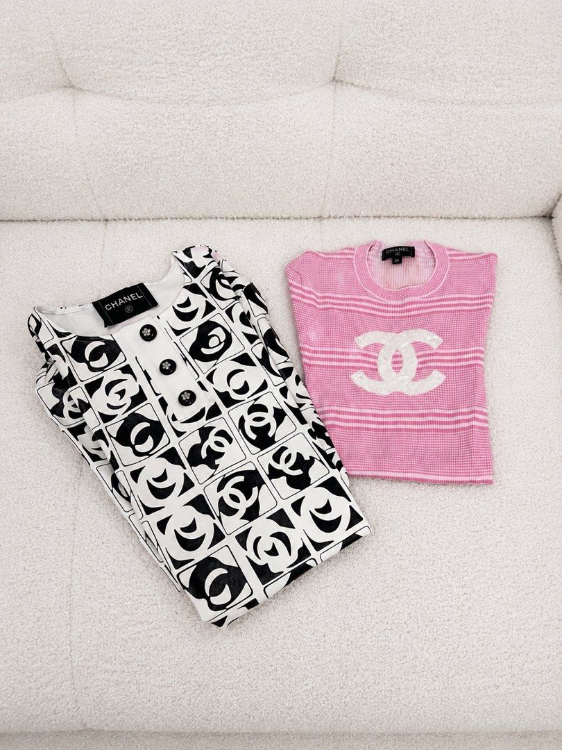 ▪️Chanel Dress / top Set (Category: Luxury Apparel) located in Makati City. Submitted by aveltot_rig (Listing ID 1458427765, Image 2). Description: Items: 2 Chanel — midi dress : 18.5 x length: 30 , sleeve length: 23 📏 — knit pink top Condition: Please note that as a pre-owned piece, it may have minor signs of use or imperfections consistent with its age and previous handling. Kindly review all actual photos carefully before purchasing. 🤍.
