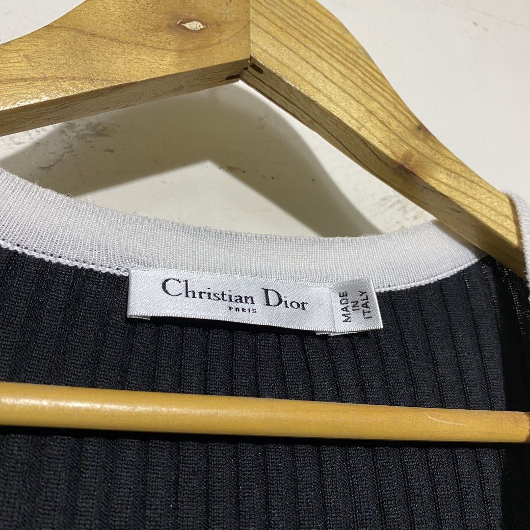 Christian Dior - Cardigan (Category: Luxury Apparel) located in Manila. Submitted by kung_anoano_lang (Listing ID 1458395751, Image 2). Description: Christian Dior - Cardigan Size - Medium Good Condition Dimensions CHEST - 15” LENGTH - 21.5” SHOULDERS - 15” SLEEVE - 24” 1,500 #availinkunganoanolang .