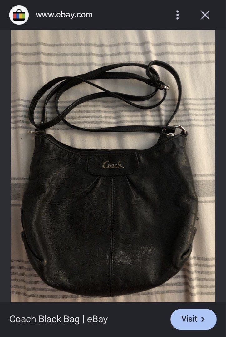 Coach Black ashley Leather Shoulder Bag (Category: Luxury Bags & Wallets) located in Rosales. Submitted by thriftingismygame (Listing ID 1458437298, Image 1). Description: - Authentic black leather Coach shoulder bag - Adjustable strap for comfortable wear - Secure zipper closure - Iconic Coach logo on the front - Includes original Coach tag - Ideal for everyday use.
