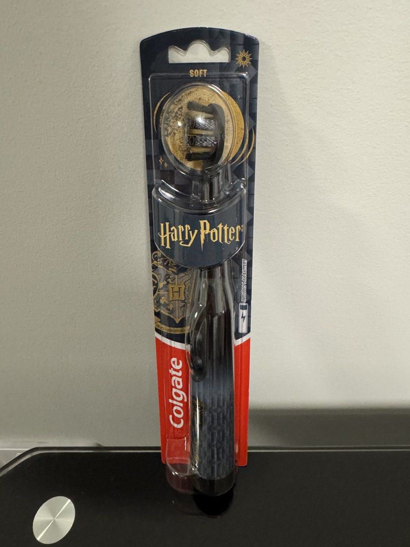 Colgate Harry Potter Toothbrush - Hogwarts (Category: Oral Care) located in Marikina City. Submitted by wizardwheezes05 (Listing ID 1458305641, Image 2). Description: - original Colgate Toothbrush with a magical Harry Potter theme - Features soft bristles for gentle cleaning. - Handle showcases cool Hogwarts crest designs. - will include 1 double A battery - Have two items on hand.