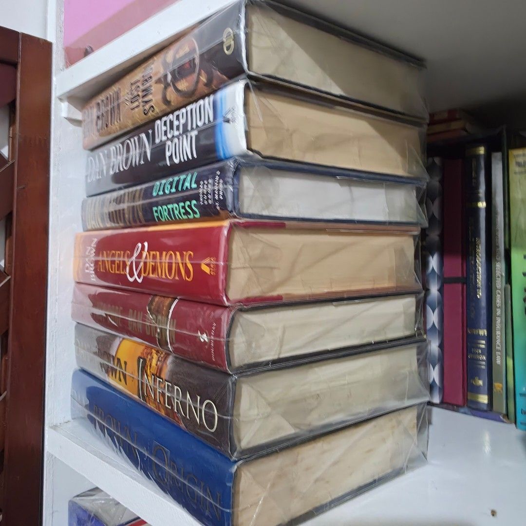 Dan Brown Book Set - The Lost Symbol to Origin (Hardbound) (Category: Storybooks) located in Makati City. Submitted by vladcpa (Listing ID 1458347362, Image 2). Description: PLEASE READ CAREFULLY BEFORE BUYING ☺ - Complete set of 7 Dan Brown novels - Titles included: The Lost Symbol, Deception Point, Digital Fortress, Angels & Demons, The Da Vinci Code, Inferno, and The Origin 💵 MOP: B P I or Gc@sh 🚚 MOD: J&T or Lalam0ve / Grqb within Metro Man