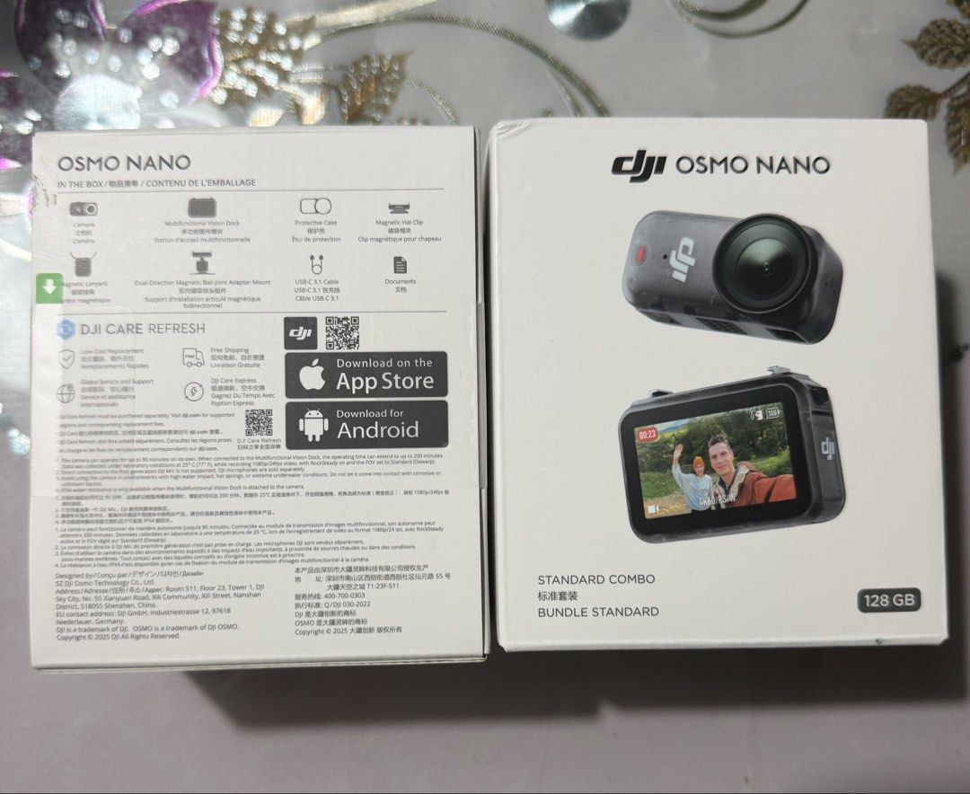 DJI Osmo Nano Camera Standard Combo 128GB (Category: Cameras) located in Manila. Submitted by dyjamie (Listing ID 1458309658, Image 2). Description: - Pls note of a small whole on the box but unit is still completely sealed - Standard combo package with 128GB storage included for each camera. - Ideal for capturing all your adventures and action shots. - Comes complete with all original accessories as bundled in the box..