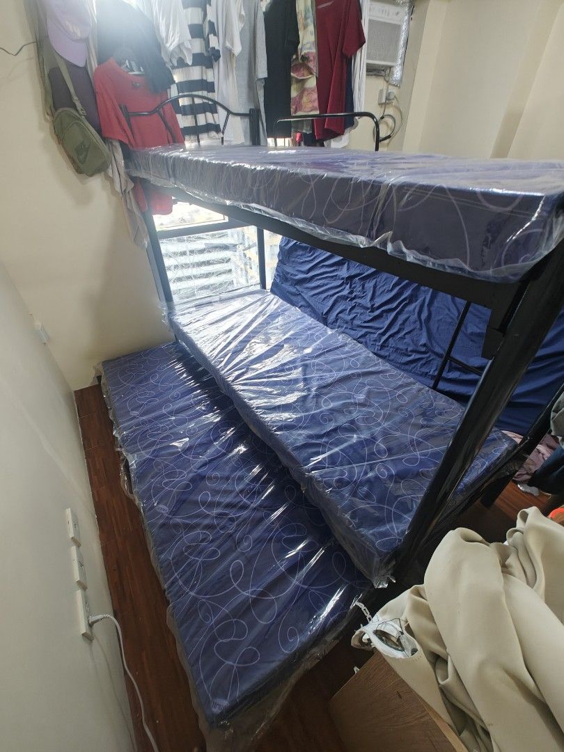 DOUBLE DECK with PULL OUT and URATEX FOAM 4inches (30×30×75) (Category: Bed Frames & Mattresses) located in Manila. Submitted by kheyfurniture (Listing ID 1458417846, Image 1). Description: CASH ON DELIVERY WE DELIVERY AROUND METRO MANILA AND NEARBY CITIES WITH DELIVERY FEE BRAND NEW HEAVYDUTY AND GOOD QUALITY FREE ASSEMBLE WE ACCEPT BULK ORDER.
