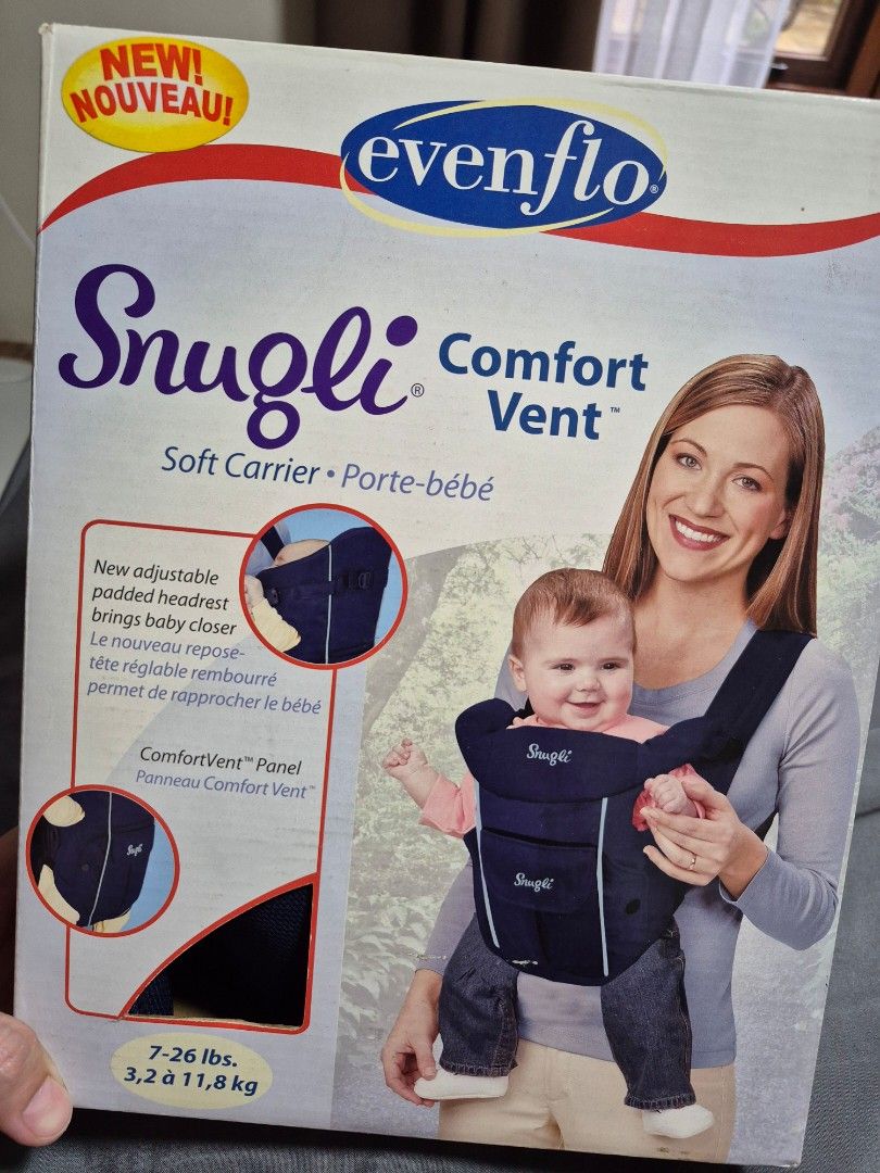 Evenflo Snugli Comfort Vent Soft Carrier (Category: Carriers & Slings) located in Santo Tomas. Submitted by bellaswann18 (Listing ID 1458305424, Image 1). Description: - Evenflo Snugli Comfort Vent soft carrier - Dark blue color - Adjustable padded headrest - Keeps baby close and comfortable - Suitable for babies 7-26 lbs (3.2-11.8 kg) - padala from US. havent had the chance to use it.