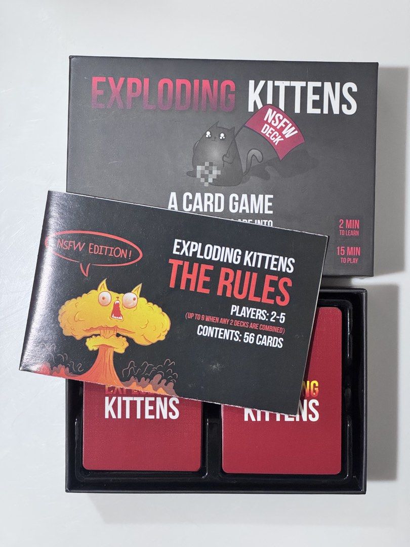 exploding kittens (Category: Toys & Games) located in Manila. Submitted by cdlc3010 (Listing ID 1458447589, Image 3). Description: 300 takeall Exploding kittens NSFW - 200 These cards will get you drunk 1&2 - 100 All brand new, never been used. All on its original packaging Could do meetups around Robinsons Manila and Taft Pedro Gil. Can also do shipping (buyer’s expense).