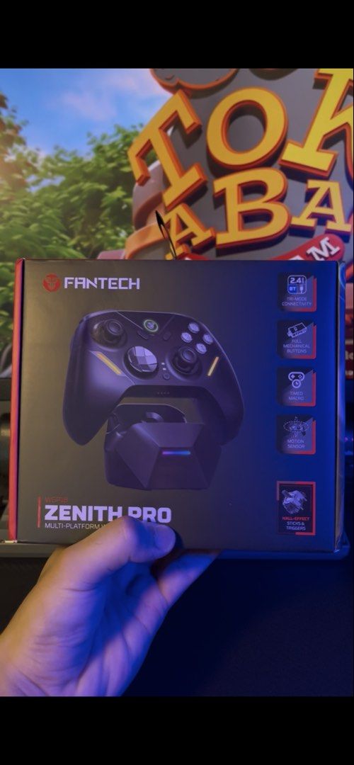FANTECH ZENITH PRO CONTROLLER (Category: Others) located in Hulu Langat. Submitted by killerbee00 (Listing ID 1458443261, Image 2). Description: Selling my high-performance gaming controller. Great for PC, Switch, and mobile. No stick drift!Condition: [e.g., 9/10, like new / brand new]Features: Hall-Effect sticks (no drift), mechanical buttons, 1000Hz response.Includes: Controller, magnetic charging dock, 2.4G dongle, box, and cables..