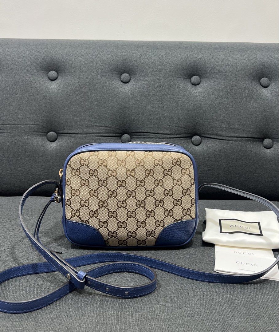 GG Canvas Blue Leather Bree Crossbody (Category: Luxury Bags & Wallets) located in Manila. Submitted by luxuryprelovedbagsby_by_agnes (Listing ID 1458340725, Image 1). Description: GG Canvas Blue Leather Bree Crossbody Php 39,000, 95K SRP Excellent Condition / Fresh Dimensions: 22cm x cm x 8cm.