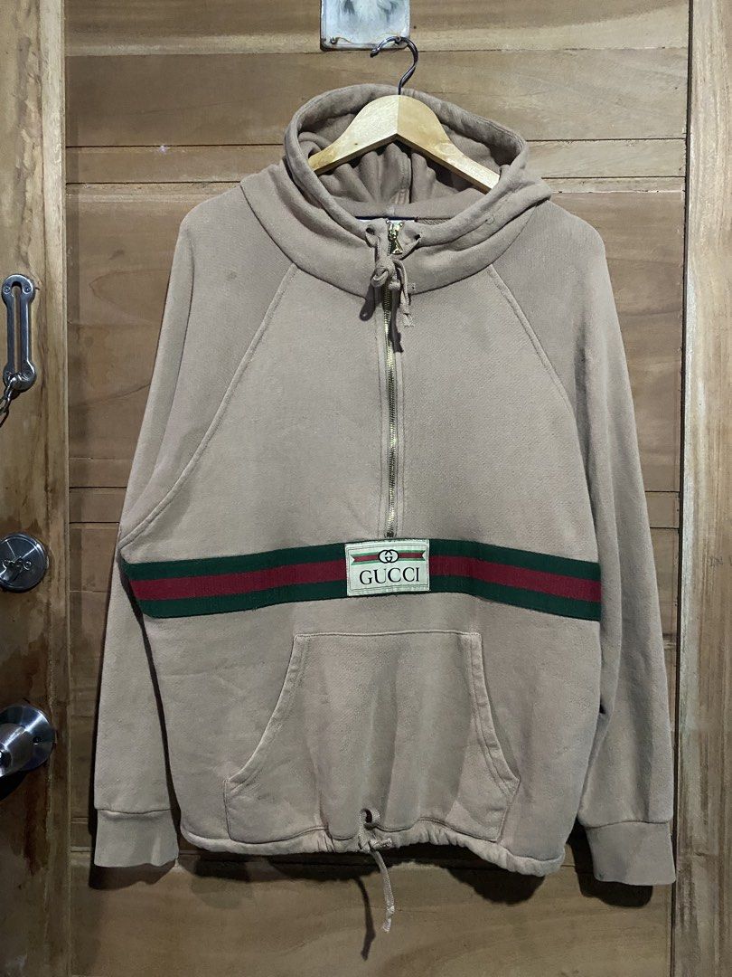 GUCCI HALF ZIPP HOODIE JACKET (Category: Coats, Jackets and Outerwear) located in Manila. Submitted by sixbysix (Listing ID 1458392824, Image 1). Description: Dimes 23x27 Condition 9/10 Color rate 9/10 Issue check on picture .