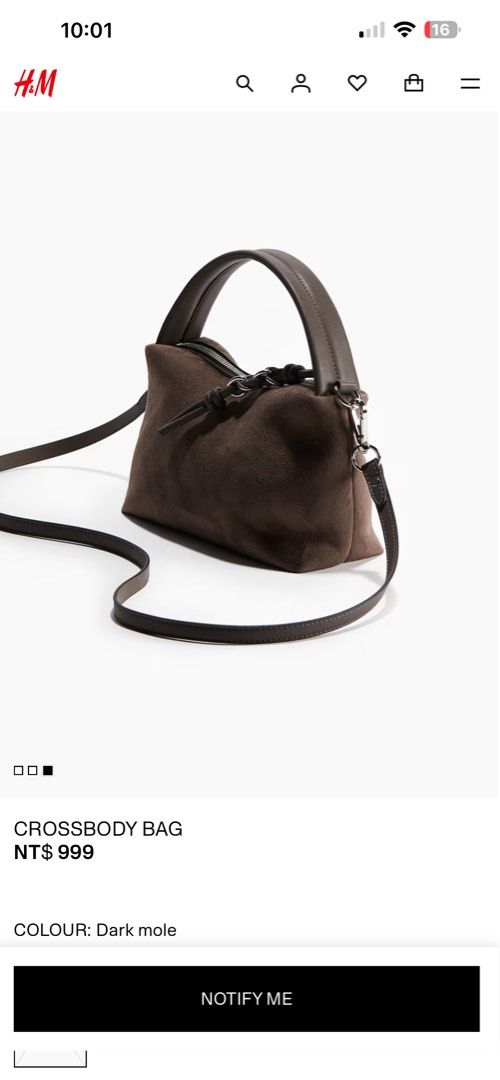 H&M Crossbody Bag in Dark Mole (Category: Cross-body Bags) located in Quezon City. Submitted by namasteing (Listing ID 1458442765, Image 1). Description: ✨ comes as is ✨ bnew and retails for 1790php.