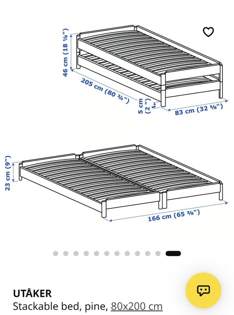 IKEA Utaker Stackable Bed Frame (Category: Bed Frames & Mattresses) located in Gombak. Submitted by wahwy (Listing ID 1458405893, Image 3). Description: IKEA Utaker Stackable Bed Frame Convertible single-to-double bed Space-saving & practical Sturdy and minimalist design Like new condition Price : RM595.00 / Nego Self-pickup / delivery can be arranged.