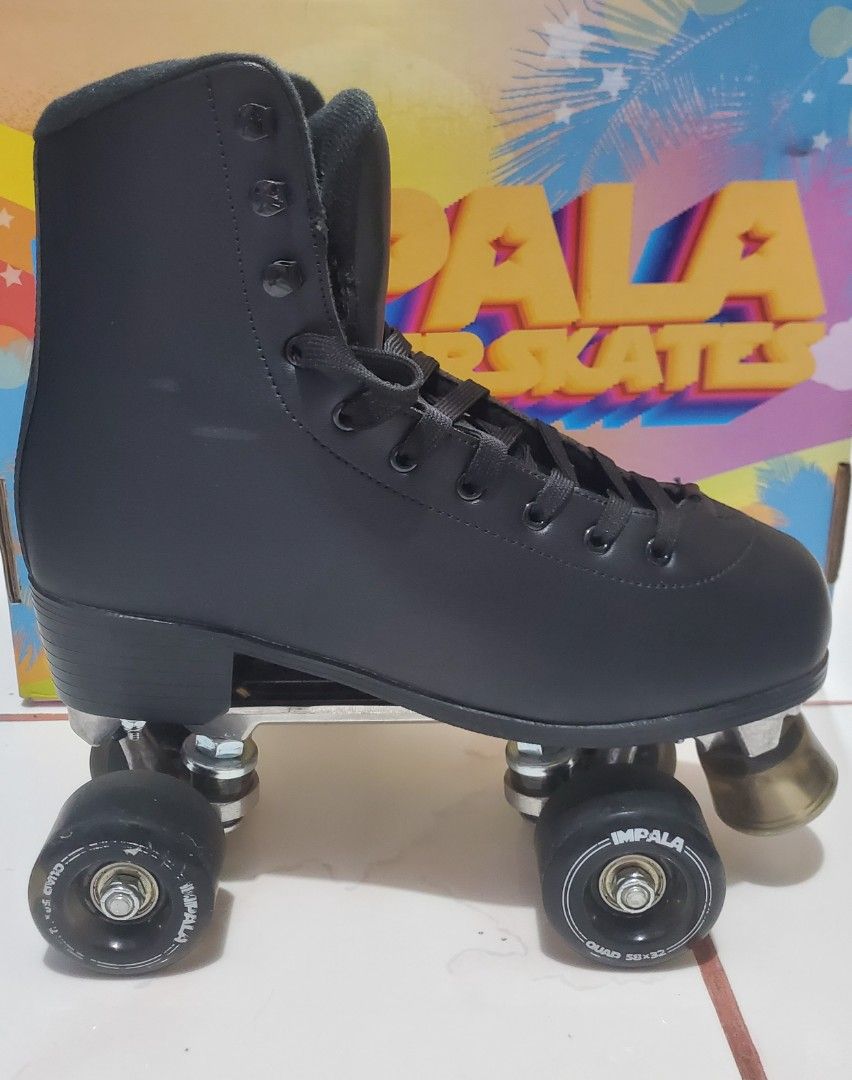 Impala Black Quad Roller Skates (Category: Skates, Rollerblades & Scooters) located in General Trias. Submitted by swiftearth-2ba2 (Listing ID 1458452398, Image 3). Description: - Classic black Impala roller skates - Size 40 EU - Please see the photos for the flaws - Comes with original box -Negotiable.