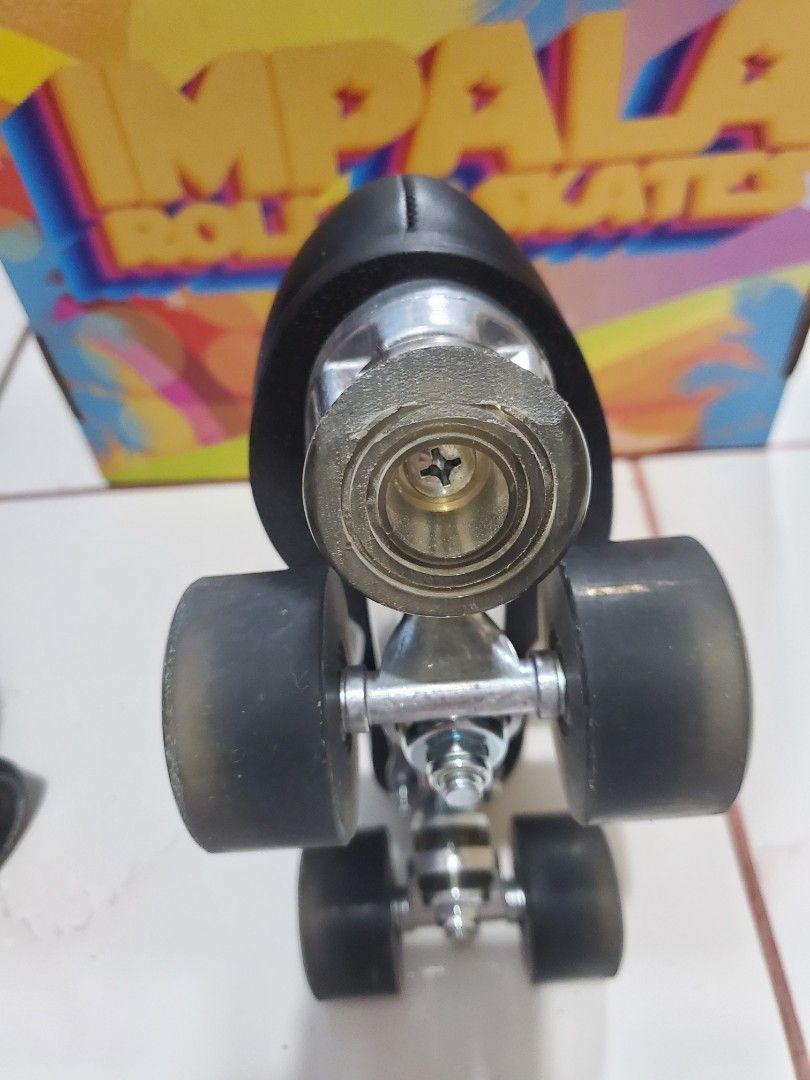 Impala Black Quad Roller Skates (Category: Skates, Rollerblades & Scooters) located in General Trias. Submitted by swiftearth-2ba2 (Listing ID 1458452398, Image 2). Description: - Classic black Impala roller skates - Size 40 EU - Please see the photos for the flaws - Comes with original box -Negotiable.