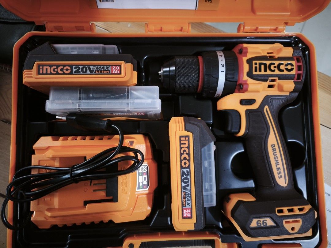 INGCO 20V Compact Brushless Cordless Impact Drill Kit (Category: Construction Tools & Equipment) located in Marikina City. Submitted by bentapalugi77 (Listing ID 1458330224, Image 3). Description: - INGCO 20V Compact Brushless Cordless Impact Drill - Model: CIDLI20668 - Includes: 2 x 2.0Ah Li-Ion Batteries, Charger, Hard Case - Powerful and reliable for your projects - Slightly negotiable .