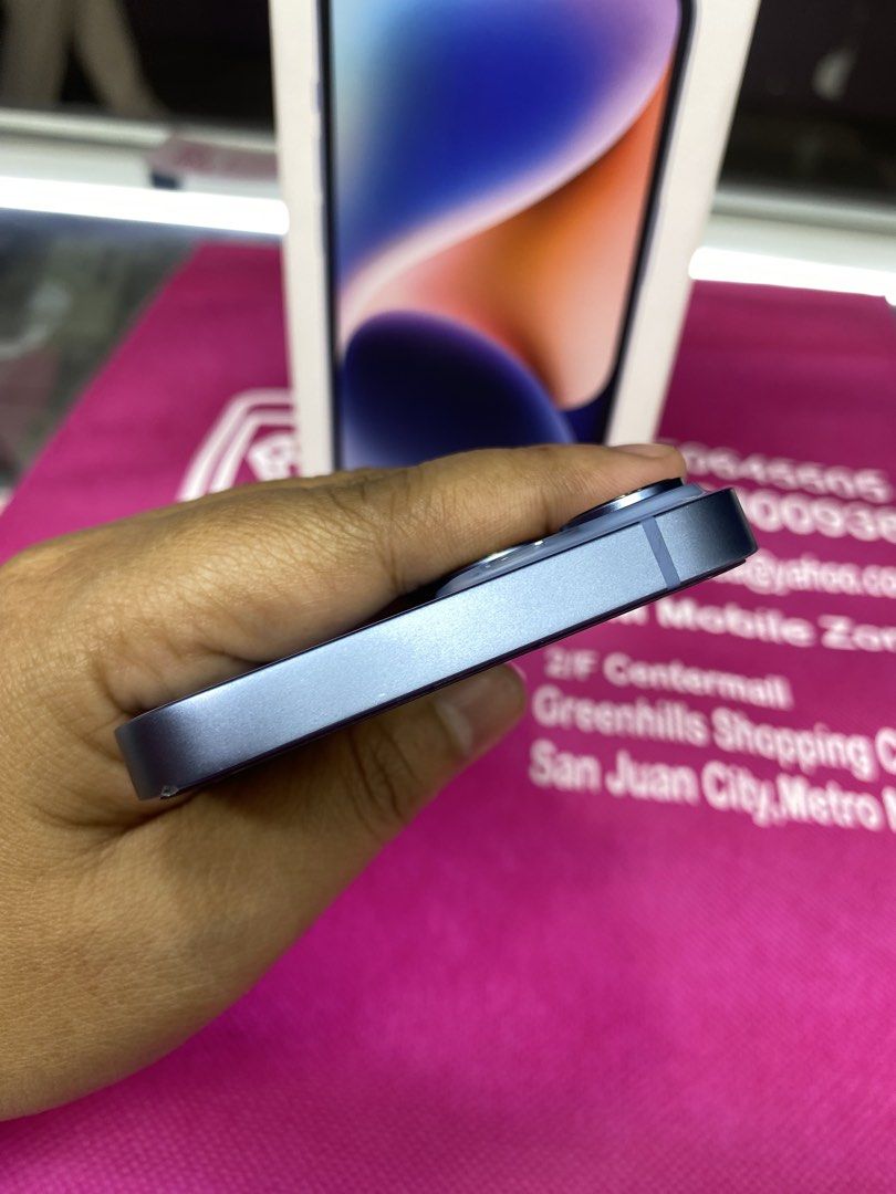 Iphone 14 128g (Category: iPhone 14 Series) located in San Juan City. Submitted by amyjoysementilla.10 (Listing ID 1458409403, Image 3). Description: iPhone 14 128gb Slighty used Openline(anysim) 100% Battery Health NTC approved Warranty until may 2027 Unli check Unli reset No apple ID No hidden issue No history of repair With same serial box with Charger & clear case Notes:MY DENT NA MALIIT(Makikita sa picture) Cash on delivery with our Personal