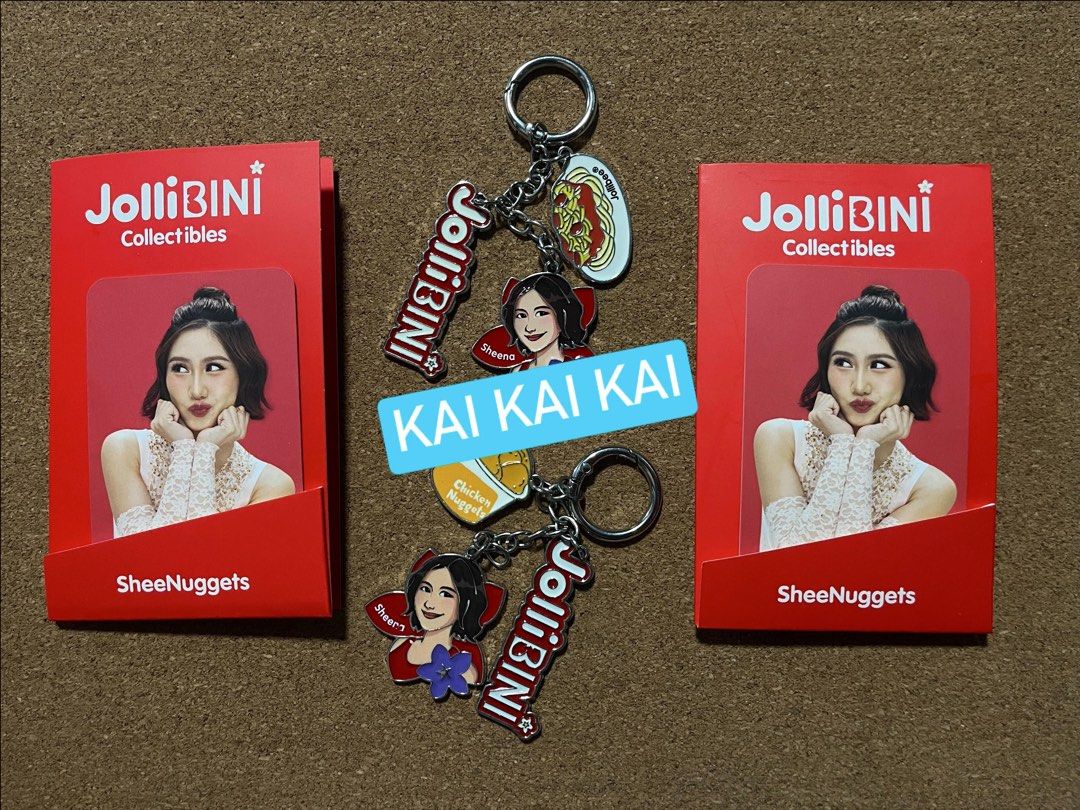 JolliBini V2 PCs and BCs (Category: Character Goods) located in Valenzuela. Submitted by patpeev (Listing ID 1458384921, Image 3). Description: Random BINI items HAVE: - JolliBini V2 PC w/ bag charm - 200 each (✅ Sheena, Jhoanna) (❌ JhoCey, Gwen, Stacey) - JolliBini V2 bag charm (Stacey) - 50 each - Cornetto Gwen (150) - Signals picket and lanyard (200 set) - Sterling binder notebook (Teal/Aiah) (100) - NBS Colet pen and pouch (150) MEET UP: 📍Va
