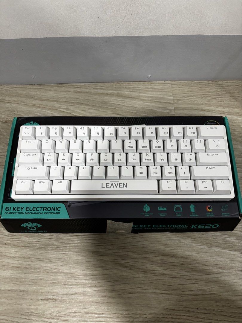 Leaven K620 Mechanical Keyboard (Category: Computer Keyboard) located in Bacoor. Submitted by dward. (Listing ID 1458452164, Image 1). Description: Leaven K620 Mechanical Keyboard 61 Key Extra Keyboard Bacoor Cavite.