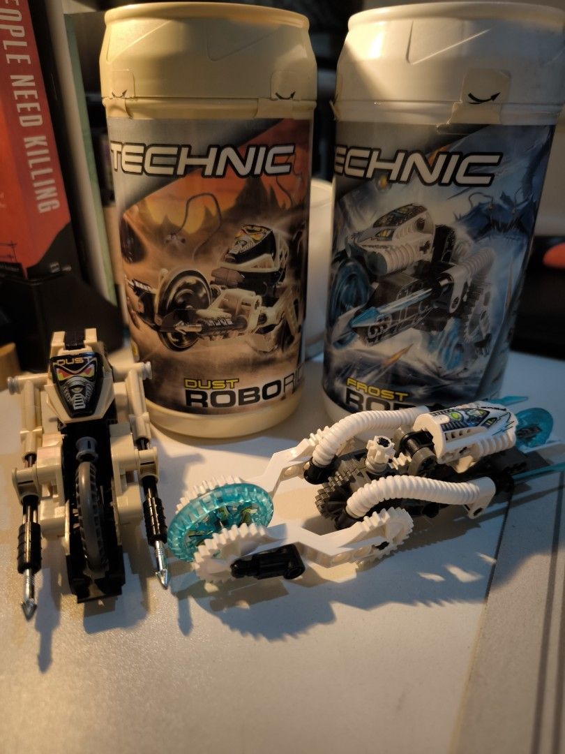 LEGO Technic Roboriders - 4 Sets (Category: Lego & Building Sets) located in San Juan City. Submitted by nagd. (Listing ID 1458403232, Image 2). Description: - Set of 4 LEGO Technic Roboriders: Dust, Frost, Power, and Onyx Roborider. - All sets come in their original canisters. - Built models are included for immediate display or play. - Ideal for LEGO collectors and enthusiasts looking for a fun building experience. -no manuals 500each 1,800 tak