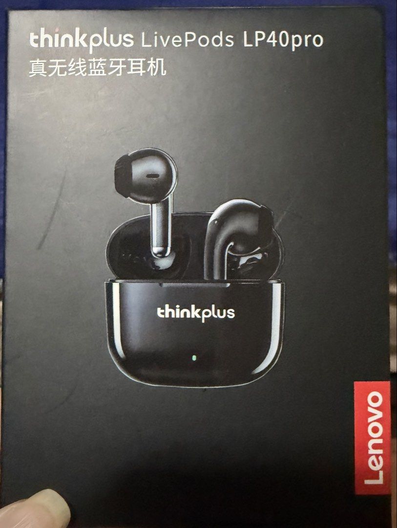 Lenovo thinkplus LivePods LP40pro True Wireless Earbuds (Category: Earphones) located in Pasig City. Submitted by mswise (Listing ID 1458434499, Image 1). Description: - Lenovo Thinkplus LivePods LP40pro True Wireless Earbuds - Bluetooth Connection - Earbud Battery: 30mAh (approx. 5 hours playtime) - Charging Case Battery: 250mAh - Charging Time: Approx. 1.5 hours for earbuds and case - Rated Input: 5V=30mA.