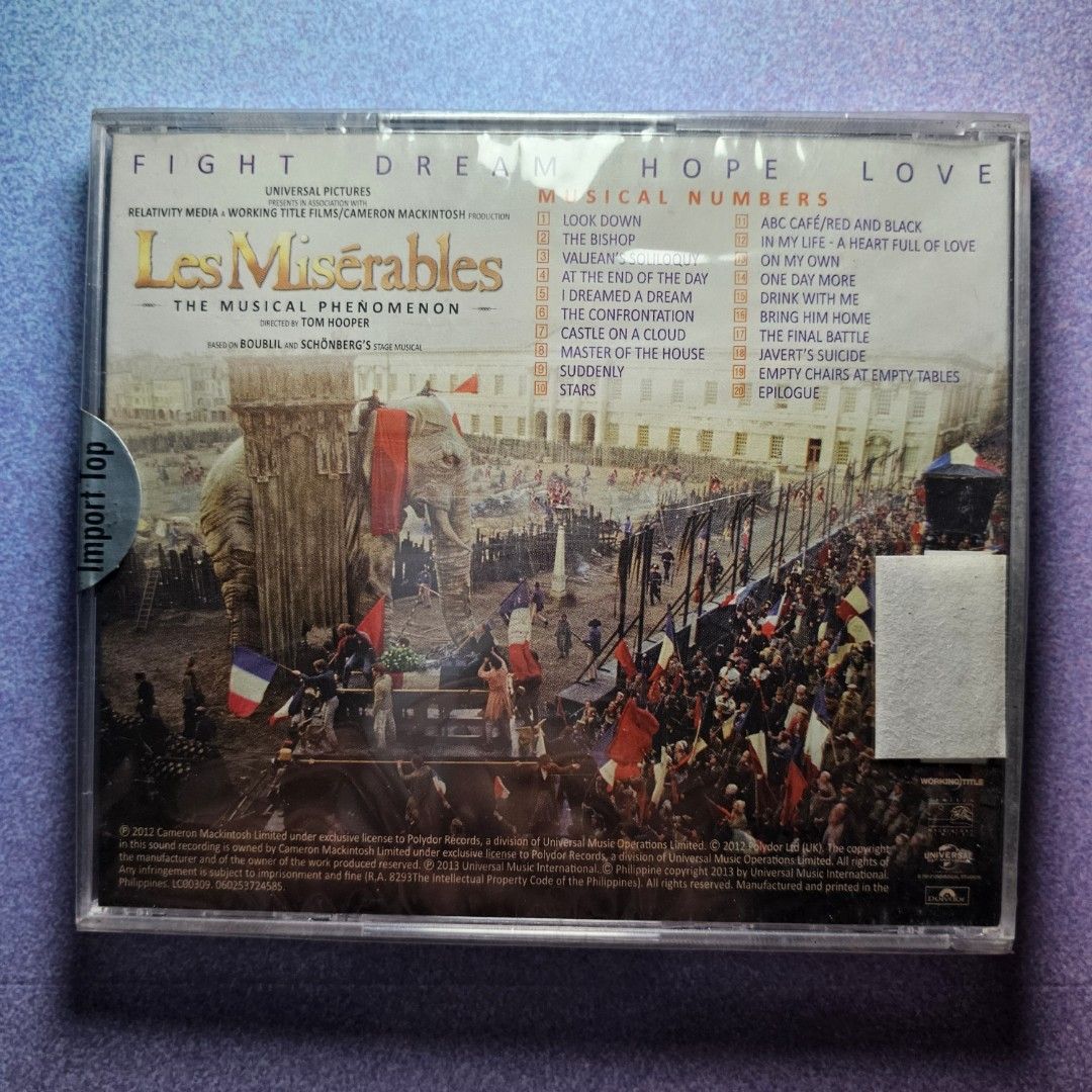 Les Miserables - The Original Soundtrack - Sealed (Category: CDs & DVDs) located in Quezon City. Submitted by serefrenpaz (Listing ID 1458443677, Image 2). Description: Good Day Buyers! 💖💖💖Here are the PAYMENT payment options 💖💖💖 ✨1. GCash - 09164862096 ✨2. Bank Deposit - BPI, BDO, Unionbank, Landbank, Palawan, Cebuana ✨3. Paypal for international buyers 💕💕💕Meet Up Options💕💕💕 ✨1. McDo Kamias Quezon City ✨2. Jolibee Anonas Kamias Inter