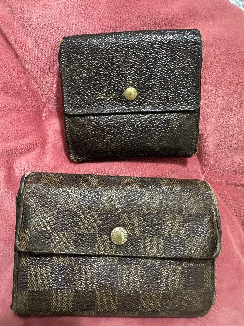 Louis Vuitton Monogram Canvas Wallet (Category: Luxury Bags & Wallets) located in Naga. Submitted by bag.net (Listing ID 1458373896, Image 1). Description: - Authentic Louis Vuitton Wallets (2 available) Guaranteed original moneyback -with visible signa of usage and defects (Project Wallets) - ₱750 each , if bundle(₱ 1,100) - Style 1: Monogram Canvas - Style 2: Damier Ebene Canvas - Both are tri-fold design - Secure snap closure - Interior card s