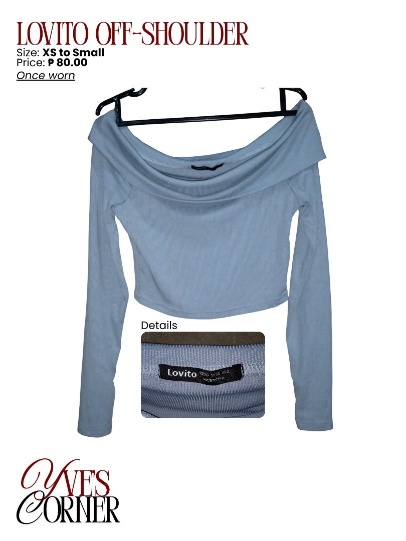 Lovito Off-Shoulder Top (Category: Others Tops) located in Narvacan. Submitted by yvecor (Listing ID 1458413325, Image 1). Description: Decluttering! Once worn only good as new..
