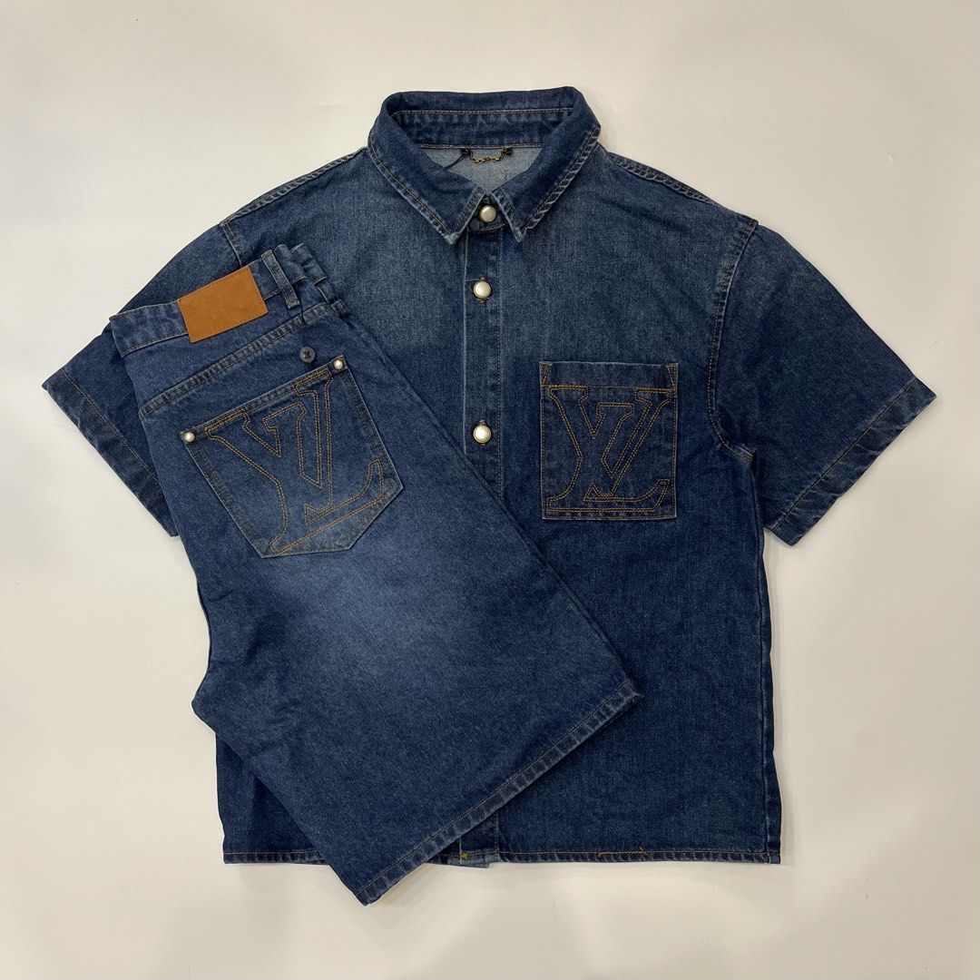 LV DENIM SET (Category: Sets & Coordinates) located in Manila. Submitted by ma_apparel (Listing ID 1458385208, Image 1). Description: LV DENIM SET NO ISSUE 10/10 27x21 top 32x17 bottom Complete tags DM FOR MORE DETAILS.