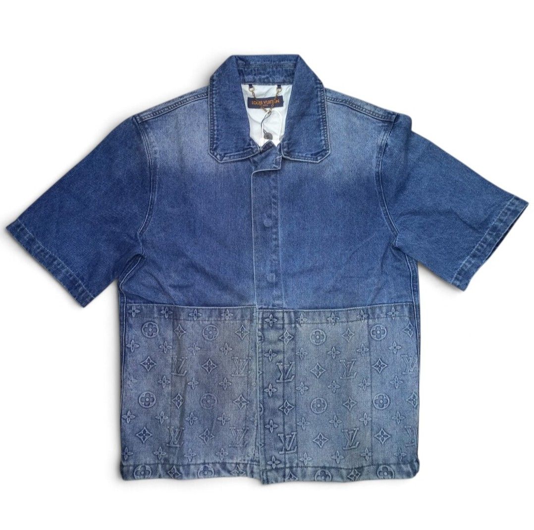 LV Monogram Workwear Shirt (Category: Luxury Apparel) located in Valenzuela. Submitted by One.Only.Nan (Listing ID 1458345494, Image 1). Description: S on tag, fits oversized Actual W24" L28" Excellent condition 10 color rate Heavy denim MOP GCASH MAYA AUB BPI VALENZUELA CITY LOC.