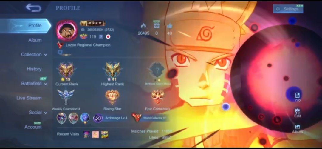 MLBB Account - World Collector (Category: Others) located in Mandaluyong City. Submitted by kendru_03 (Listing ID 1458225820, Image 2). Description: MLBB account - World collector. PM for more details. Skins owned: Legend = 5 Grand = 26 Exquisite = 49 Deluxe = 84 Exceptional = 172 Common = 235 Exceptional Painted Skin = 33 Common Painted Skin = 16 All heroes owned. .