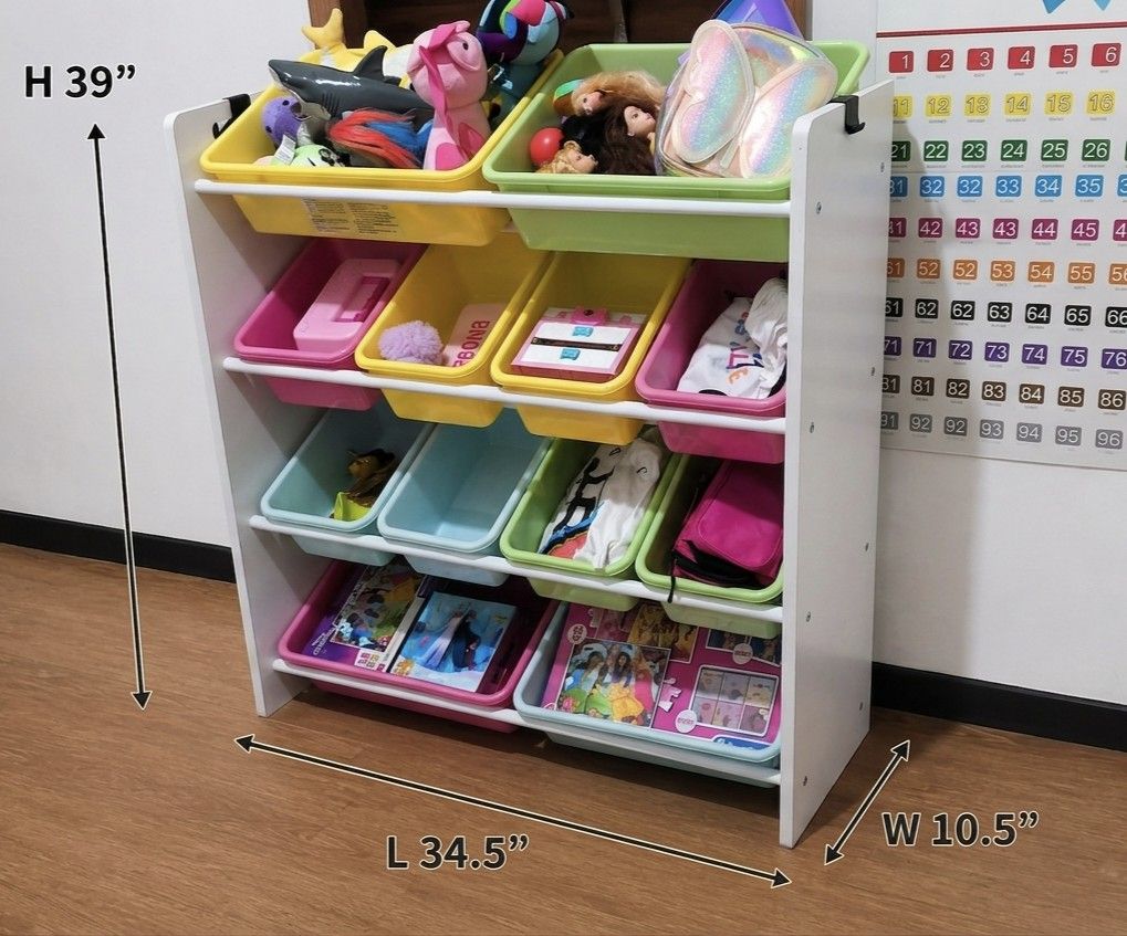Multicolor Toy Organizer with Storage Bins (Category: Storage Boxes & Baskets) located in Paranaque City. Submitted by cherishop.ph (Listing ID 1458434943, Image 1). Description: Pick up: Sto. Niño, Parañaque I will disassemble upon pick up. - Keep toys tidy with this colorful 12-bin organizer. - Easy to assemble and use. - Dimensions: Height 39 inches, Length 34.5 inches, Width 10.5 inches. - Ideal for playrooms or bedrooms..