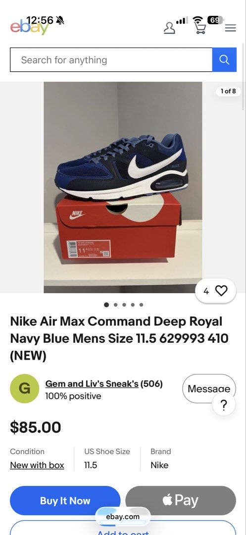 Nike Air Max Command Sneakers (Category: Sneakers) located in Quezon City. Submitted by yoooitschris (Listing ID 1458343119, Image 2). Description: Nike Air Max Command in deep royal blue colorway No issue. Brand new Size 9 US mens No box .
