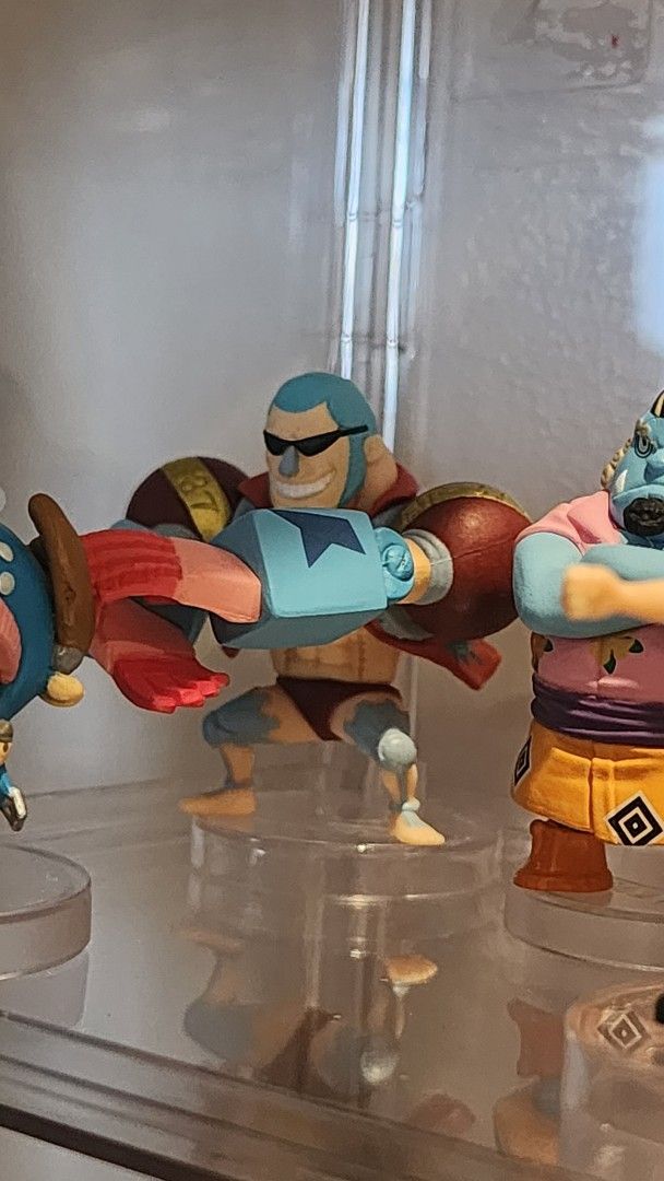 One Piece Franky Gashapon (Category: Figurines & Statues) located in Muntinlupa City. Submitted by kaiservan16 (Listing ID 1458310276, Image 2). Description: - Authentic Franky gashapon collectible figure. - Already opened but complete. The stand is not yet opened. - This is a duplicate which is why I'm selling. One Piece Gashapon Gacha.