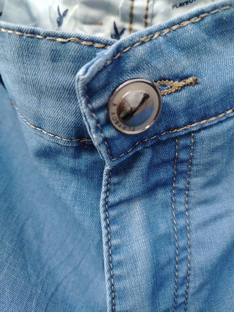 Playboy Light Blue Denim Jeans (Category: Jeans) located in Davao. Submitted by enchanted08 (Listing ID 1458391438, Image 3). Description: - Light blue denim jeans from Playboy - Classic five-pocket design - Button and zip fly closure - Inner lining features a Playboy bunny print - Ideal for casual outfits - Offers a comfortable fit.