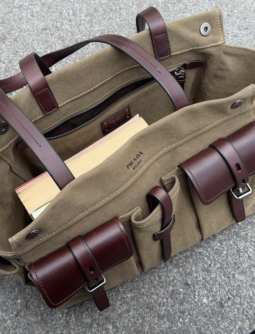 Prada Route Canvas Tote Bag (Category: Luxury Bags & Wallets) located in Manila. Submitted by designerarchives.ph (Listing ID 1458425589, Image 2). Description: Fall/Winter - Autumn/Winter | 2026 Collection • 10 - 15 days eta • 50% dp is required. • No refund, return, or exchange. • Buyer will shoulder the sf. Shipping: NCR - lalamove/grab Provincial - LBC .