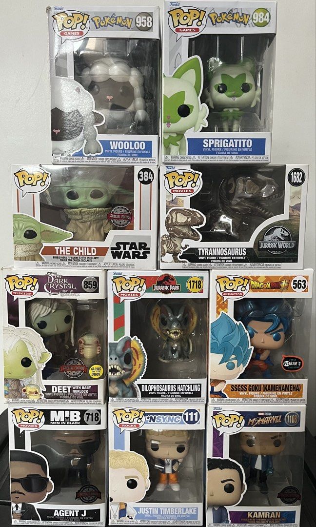 Preloved but Unopened FUNKO POPS (Category: Designer & Blind Box Toys) located in Quezon City. Submitted by kyurem30 (Listing ID 1458335548, Image 1). Description: MAKE READING A HABIT XSensi as these are preloved but never been taken outside the box Displayed only but might have slight dust stain on the box What you see is what you get. Can send pics on Dm OPEN FOR TAKE ALL TOO Wooloo-450 Sprigatito-500 Starwars the Child wobbly head-650 Dilopho