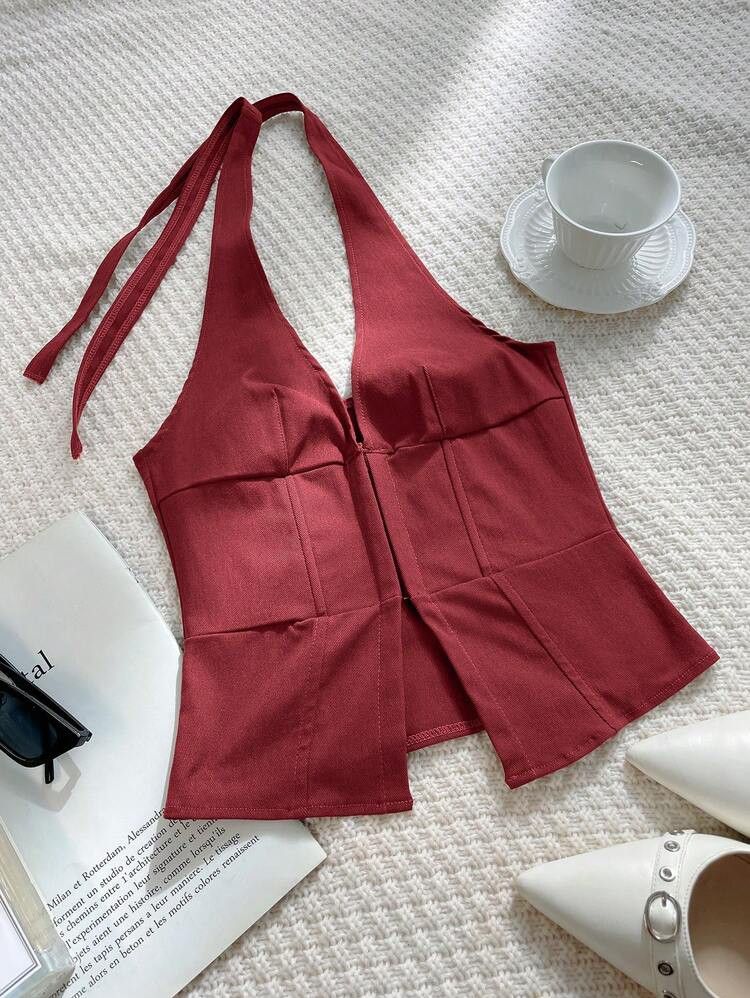 Red Halter Neck Hook Front Corset Top (Category: Vision Care) located in Manila. Submitted by icamalicdem29 (Listing ID 1458405407, Image 2). Description: - Super cute red halter top - Front hook and eye closure - Corset style with boning details - Ties at the neck - Ideal for going out or a night on the town - Pairs perfectly with skirts or jeans.