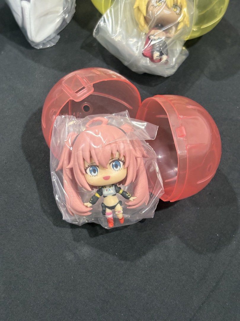 Reincarnated as a slime gashapon (Category: Designer & Blind Box Toys) located in Pasig City. Submitted by saturnscope (Listing ID 1458376762, Image 2). Description: ALL SEALED characters: - veldora - milim - luminous 200 each, 500 as set (fixed price) 📍 Pasig, Manggahan MOD: Lalamove MOP: Gcash.