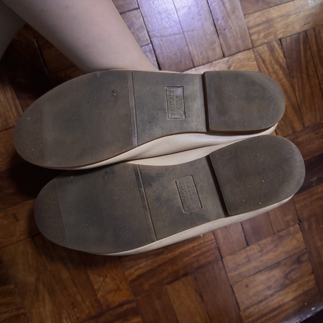 Renegade Folk OMW Half Flats (Nude) (Category: Flats & Sandals) located in Makati City. Submitted by prelovedbykbb (Listing ID 1458456152, Image 3). Description: Overall still good and just needs cleaning! Size 10 Bought in Glo.