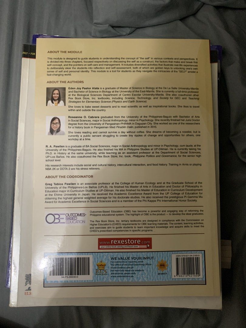 REX Book Store Understanding the Self Course Module (Category: Textbooks) located in Manila. Submitted by wonwoolover69 (Listing ID 1458425198, Image 2). Description: - Course Module: Understanding the Self - Authors: Eden Joy Alata, Roseanne Cabrera, R. A. Pawilen - Coordinator: Greg Tabios Pawilen - Never been used - Negotiable .