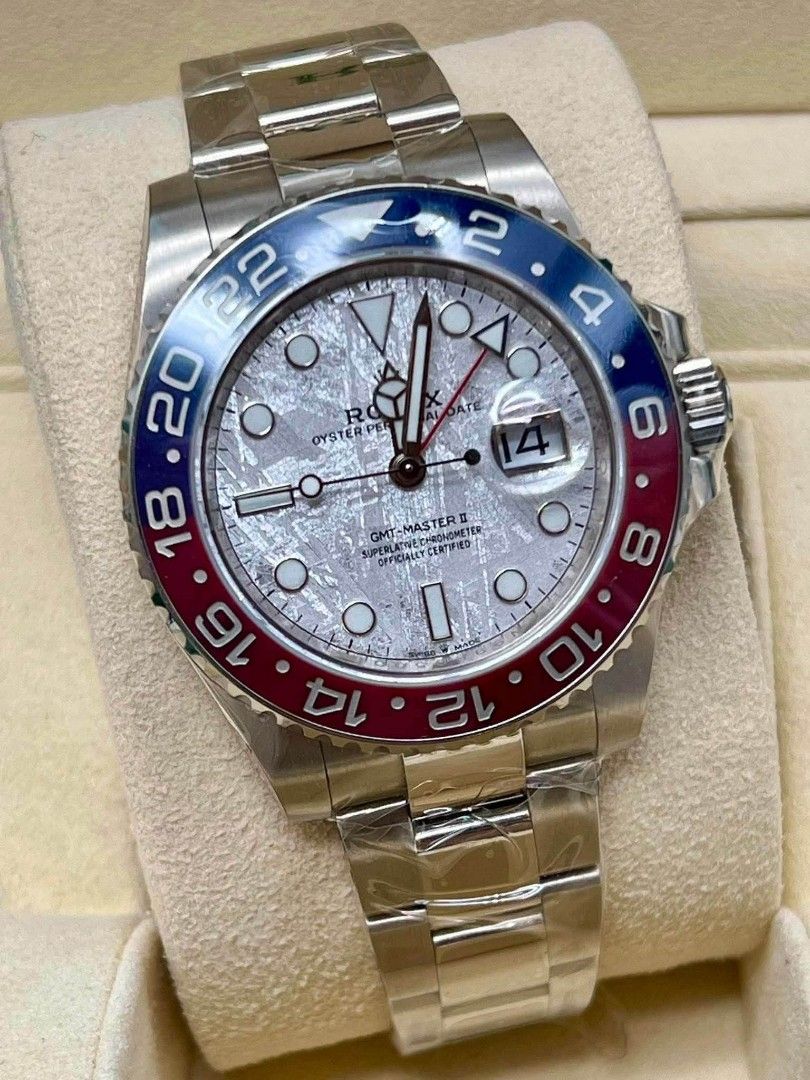ROLEX GMT MASTER (Category: Luxury Watches) located in Mandaluyong City. Submitted by mitchdujali (Listing ID 1458488106, Image 3). Description: ROLEX GMT MASTER WHITE GOLD IN METEORITE DIAL DM FOR INQUIRIES.