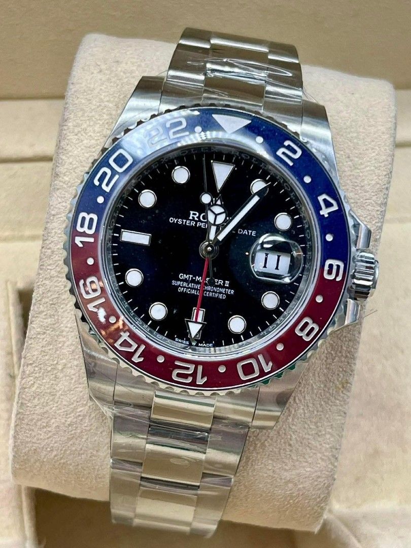 ROLEX GMT MASTER II (Category: Luxury Watches) located in Mandaluyong City. Submitted by mitchdujali (Listing ID 1458489744, Image 1). Description: ROLEX GMT MASTER PEPSI LAST EDITIONS 2026 BRAND NEW, COMPLETE SET DM FOR INQUIRIES.