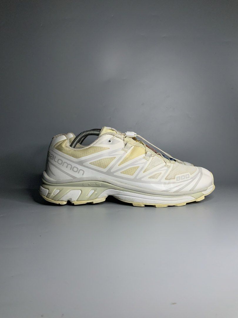 Salomon XT-6 Shoes (Category: Sneakers) located in Cavite. Submitted by kalye_footwear (Listing ID 1458451144, Image 1). Description: - Salomon XT-6 Shoes - Color: White - Size: 8.5 / Eu 42.5 / 26.5 - Made in Cambodia - Perfect for trail running or daily wear - Features Quicklace system for easy on/off - Durable sole with excellent grip - Shows minor signs of wear on sole and upper, but plenty of life remaining .