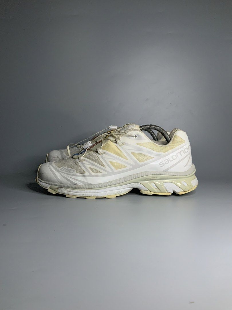 Salomon XT-6 Shoes (Category: Sneakers) located in Cavite. Submitted by kalye_footwear (Listing ID 1458451144, Image 3). Description: - Salomon XT-6 Shoes - Color: White - Size: 8.5 / Eu 42.5 / 26.5 - Made in Cambodia - Perfect for trail running or daily wear - Features Quicklace system for easy on/off - Durable sole with excellent grip - Shows minor signs of wear on sole and upper, but plenty of life remaining .