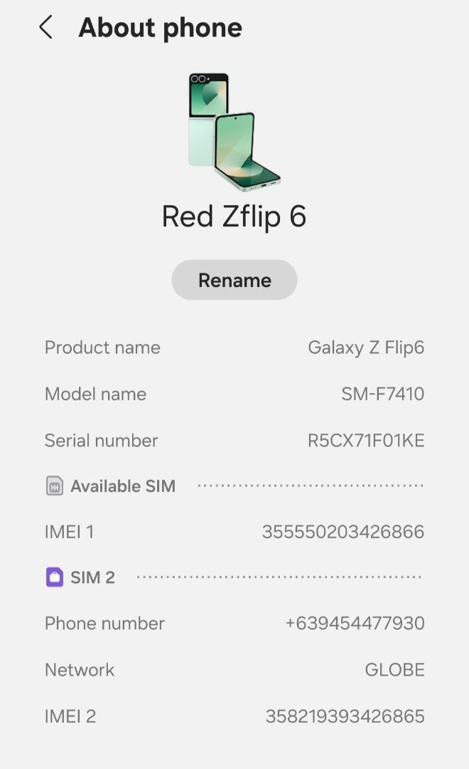 Samsung zflip 6 (Category: Samsung) located in Manila. Submitted by redmagc (Listing ID 1458321710, Image 1). Description: for sale my Samsung z flip 6 with charger and accesories no past repair slight negotiable for sure buyer .