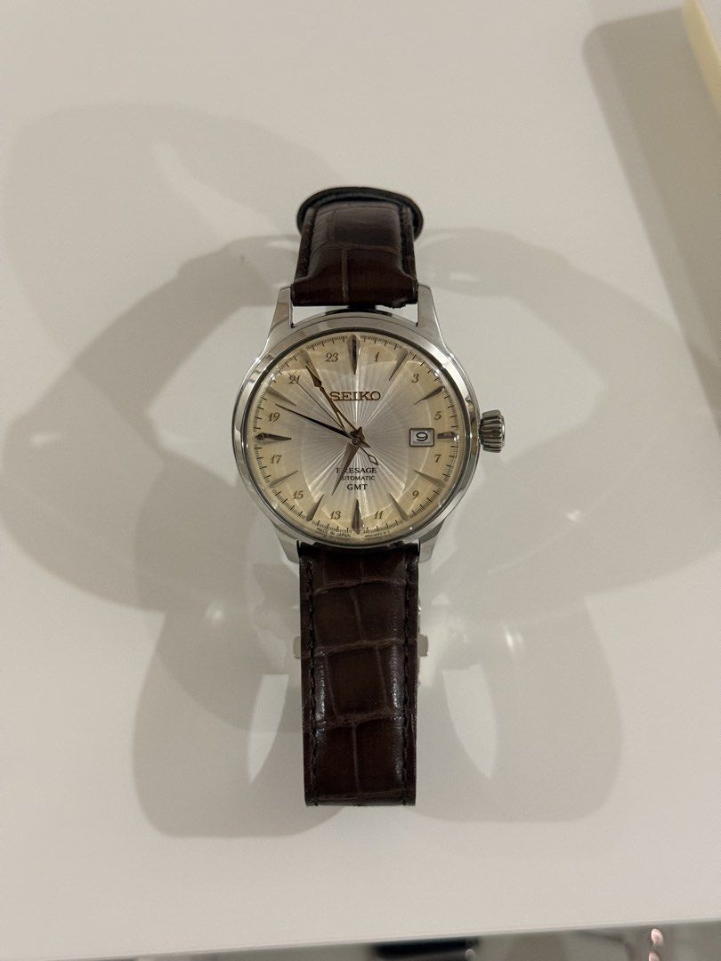 Seiko Presage SSK041J1 Automatic GMT Watch (Category: Luxury Watches) located in Baliuag. Submitted by dianobugay22108 (Listing ID 1458442808, Image 1). Description: Selling my Seiko Presage SSK041J1. • Automatic movement with GMT function • Presage Cocktail Time series • Elegant dial with classic Seiko design • Stainless steel case • Great for daily wear or formal occasions • 100% authentic Condition: [Like New / Excellent / Good] Inclusions: [C