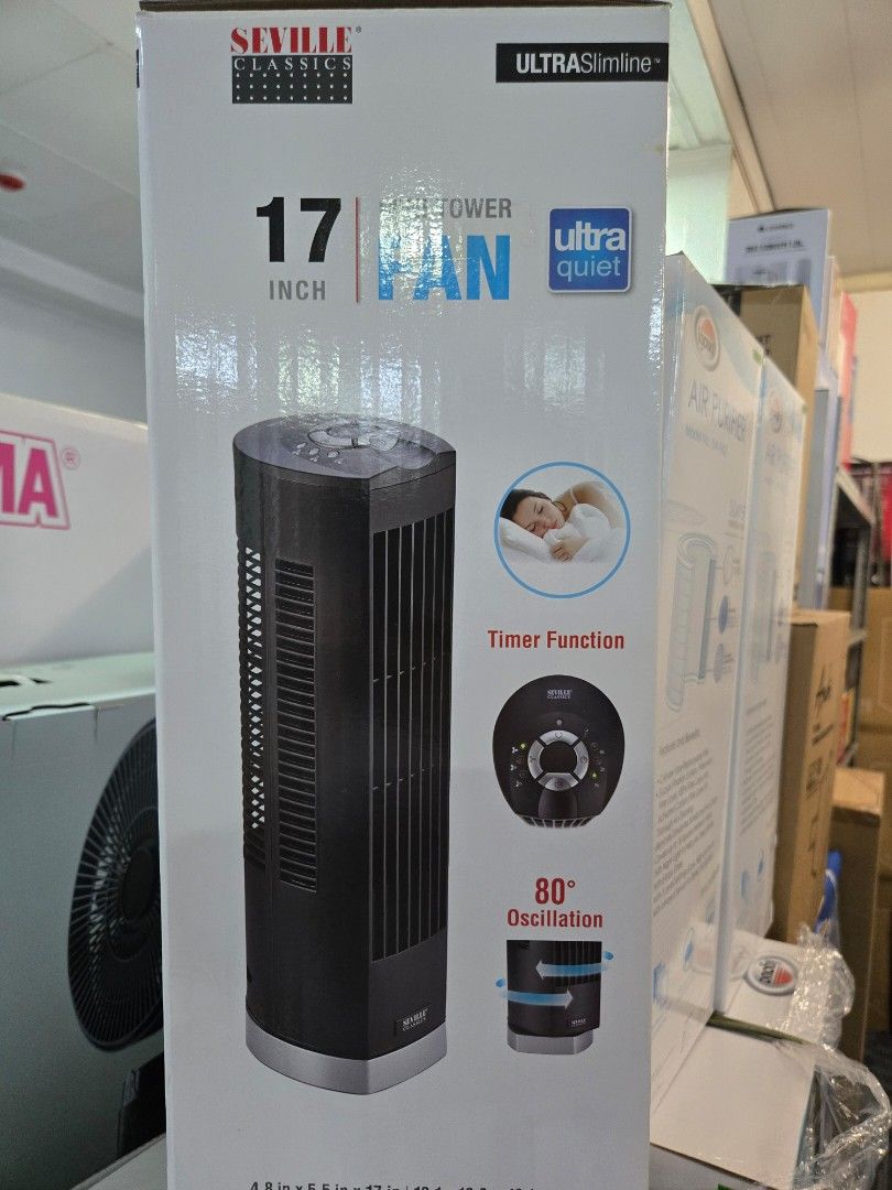 seville 17" mini tower fan oscillation (Category: Fans) located in Makati City. Submitted by melissa12345 (Listing ID 1458313913, Image 2). Description: Brandnew item sealed item 👉Read me 1st 📍Brand new 💯 📍Items on hand ❌ No COD 🏦 MOP bpi/bdo/GCash/maya 📍No return no exchange 📍Payment 1st before delivery 💰Cashless transaction at this moment. ,.