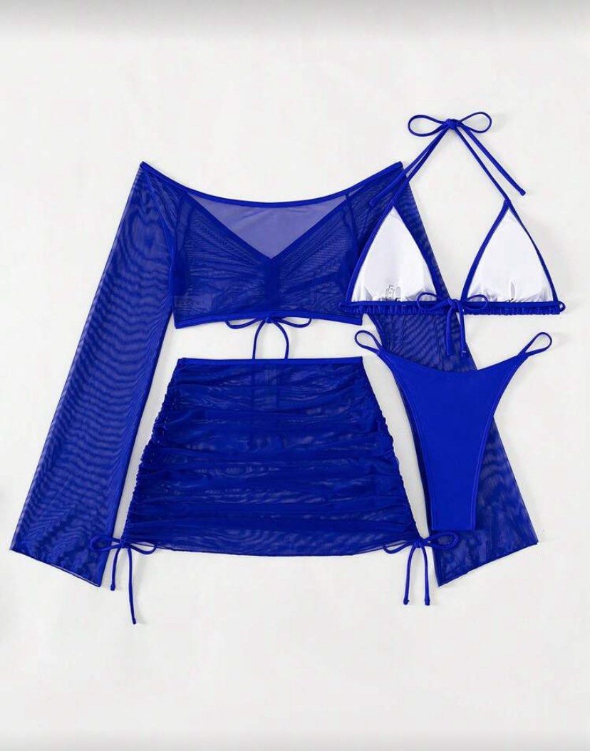 [Shein] 4in1 bikini set blue (Category: Bikinis & Swimsuits) located in Makati City. Submitted by cocoreluv (Listing ID 1458408150, Image 3). Description: .