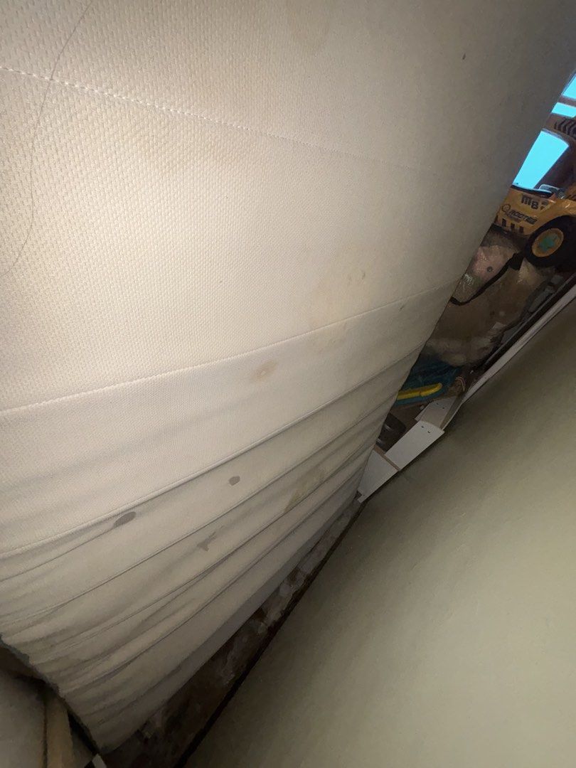 Ikea Double Mattress memory foam/spring type (Category: Bed Frames & Mattresses) located in San Juan City. Submitted by tropicbling (Listing ID 1458336508, Image 2). Description: - Grey fabric sides, white top - Minor stains on white surface - Ideal for spare bed or student use - Pickup only - 120cm x 200cm.