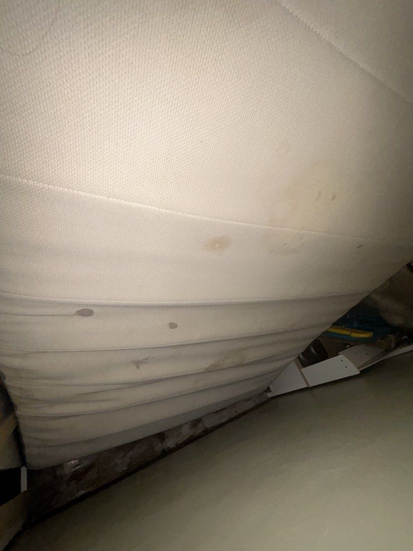 Ikea Double Mattress memory foam/spring type (Category: Bed Frames & Mattresses) located in San Juan City. Submitted by tropicbling (Listing ID 1458336508, Image 3). Description: - Grey fabric sides, white top - Minor stains on white surface - Ideal for spare bed or student use - Pickup only - 120cm x 200cm.