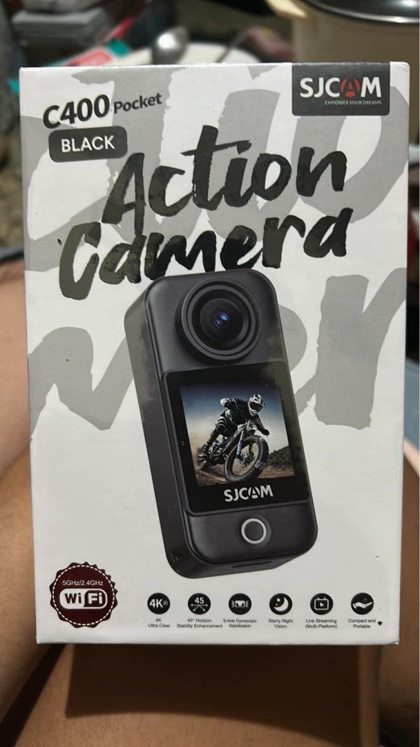 SJCAM C400 Pocket Action Camera - Black (Category: Cameras) located in Valenzuela. Submitted by mallows2023 (Listing ID 1458406037, Image 1). Description: - SJCAM C400 Pocket Action Camera (Black) - 4K Ultra Clear Video Recording - 45° Horizon Stability Enhancement - 6-Axis Gyroscopic Stabilization - Starry Night Vision - Live Streaming Ready - Dual-Band Wi-Fi (5GHz/2.4GHz) - Compact and Portable Design - Perfect for capturing all your adventures